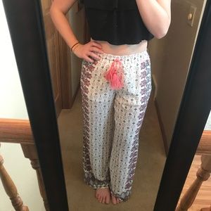 High Waist Fringe Tie Festival Pants Linen